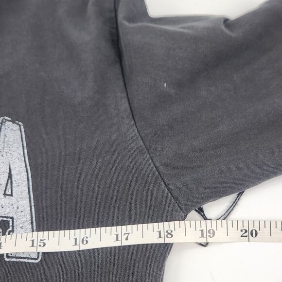 Forever 21 Logo Long Sleeve Crop Top Size Small Black Backless Graphic Casual - Picture 8 of 8